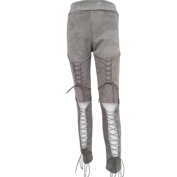 NEW! Suede Lace-up Pants - Picture 2 of 6